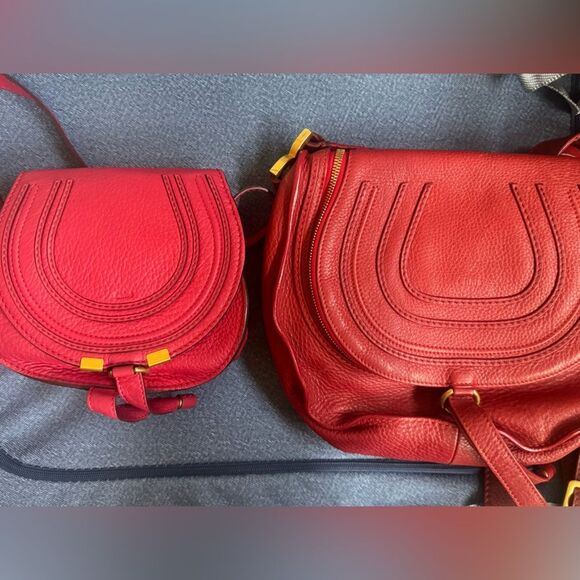 Auth Chloe Mini Marcie Tulip Red Crossbody Saddle Bag Preloved Excellent - Picture 15 of 16